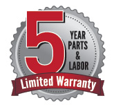 5 Year Parts and Labor Limited Warranty